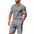 Atmungsaktives Leinen-Polo-Set für Herren – Cooles und bequemes Shirt- und Shorts-Outfit-Set | BKCS-20