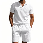 Atmungsaktives Leinen-Polo-Set für Herren – Cooles und bequemes Shirt- und Shorts-Outfit-Set | BKCS-20