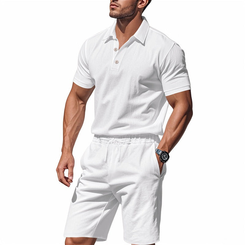 Atmungsaktives Leinen-Polo-Set für Herren – Cooles und bequemes Shirt- und Shorts-Outfit-Set | BKCS-20