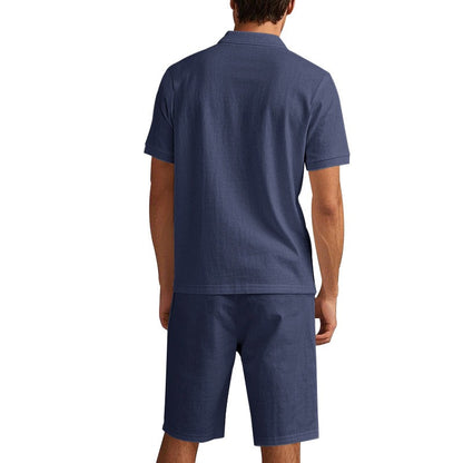 Atmungsaktives Leinen-Polo-Set für Herren – Cooles und bequemes Shirt- und Shorts-Outfit-Set | BKCS-20