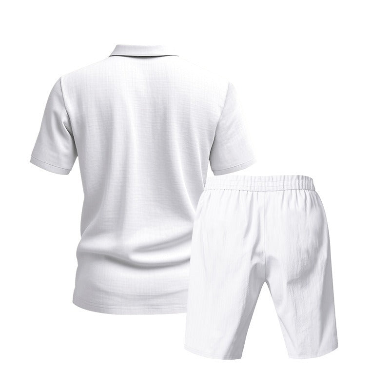 Atmungsaktives Leinen-Polo-Set für Herren – Cooles und bequemes Shirt- und Shorts-Outfit-Set | BKCS-20