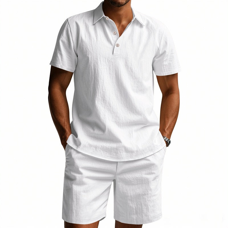 Atmungsaktives Leinen-Polo-Set für Herren – Cooles und bequemes Shirt- und Shorts-Outfit-Set | BKCS-20
