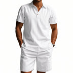 Atmungsaktives Leinen-Polo-Set für Herren – Cooles und bequemes Shirt- und Shorts-Outfit-Set | BKCS-20
