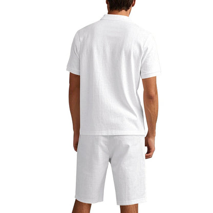Atmungsaktives Leinen-Polo-Set für Herren – Cooles und bequemes Shirt- und Shorts-Outfit-Set | BKCS-20