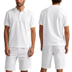 Atmungsaktives Leinen-Polo-Set für Herren – Cooles und bequemes Shirt- und Shorts-Outfit-Set | BKCS-20
