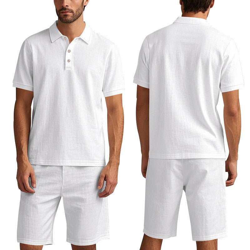 Atmungsaktives Leinen-Polo-Set für Herren – Cooles und bequemes Shirt- und Shorts-Outfit-Set | BKCS-20