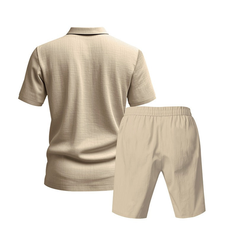 Atmungsaktives Leinen-Polo-Set für Herren – Cooles und bequemes Shirt- und Shorts-Outfit-Set | BKCS-20
