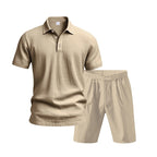Atmungsaktives Leinen-Polo-Set für Herren – Cooles und bequemes Shirt- und Shorts-Outfit-Set | BKCS-20