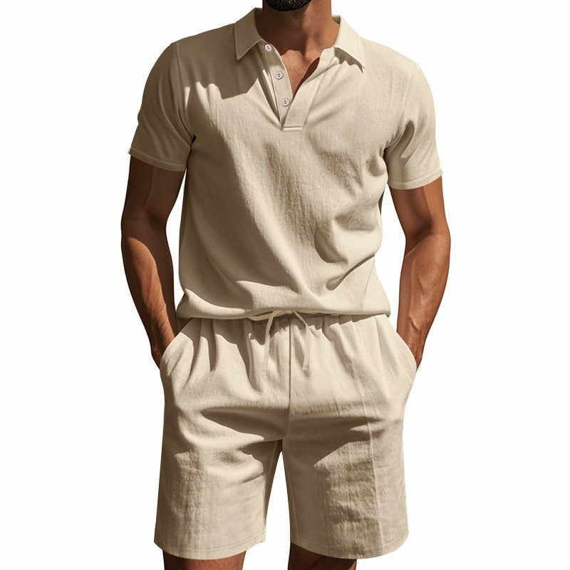 Atmungsaktives Leinen-Polo-Set für Herren – Cooles und bequemes Shirt- und Shorts-Outfit-Set | BKCS-20