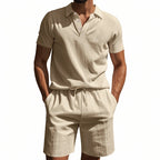 Atmungsaktives Leinen-Polo-Set für Herren – Cooles und bequemes Shirt- und Shorts-Outfit-Set | BKCS-20