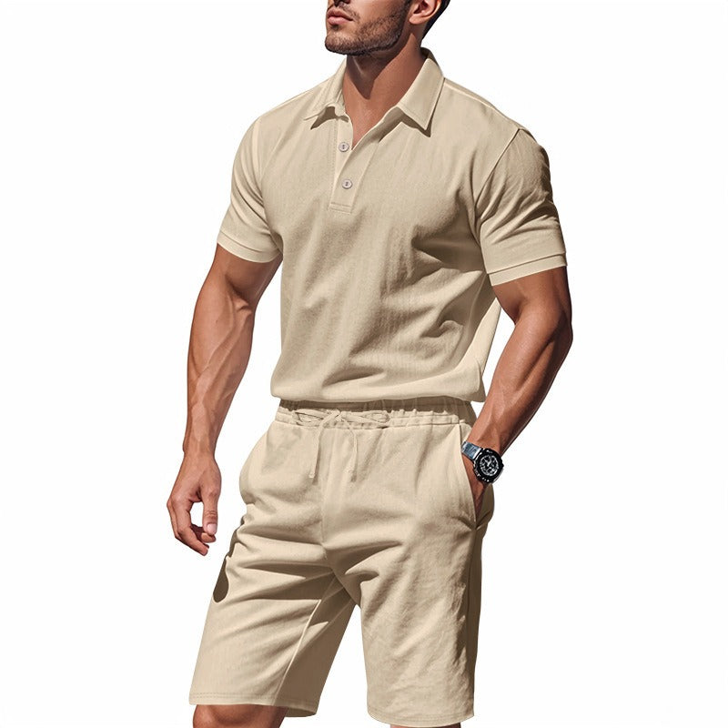 Atmungsaktives Leinen-Polo-Set für Herren – Cooles und bequemes Shirt- und Shorts-Outfit-Set | BKCS-20