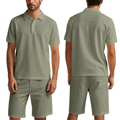 Atmungsaktives Leinen-Polo-Set für Herren – Cooles und bequemes Shirt- und Shorts-Outfit-Set | BKCS-20