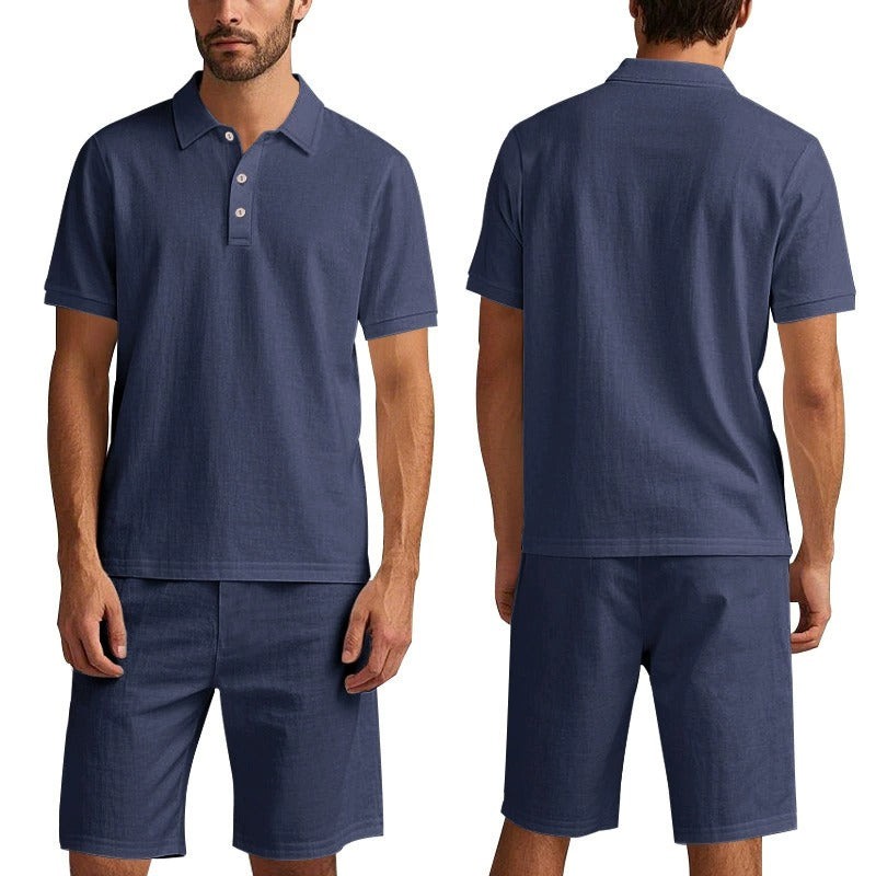 Atmungsaktives Leinen-Polo-Set für Herren – Cooles und bequemes Shirt- und Shorts-Outfit-Set | BKCS-20