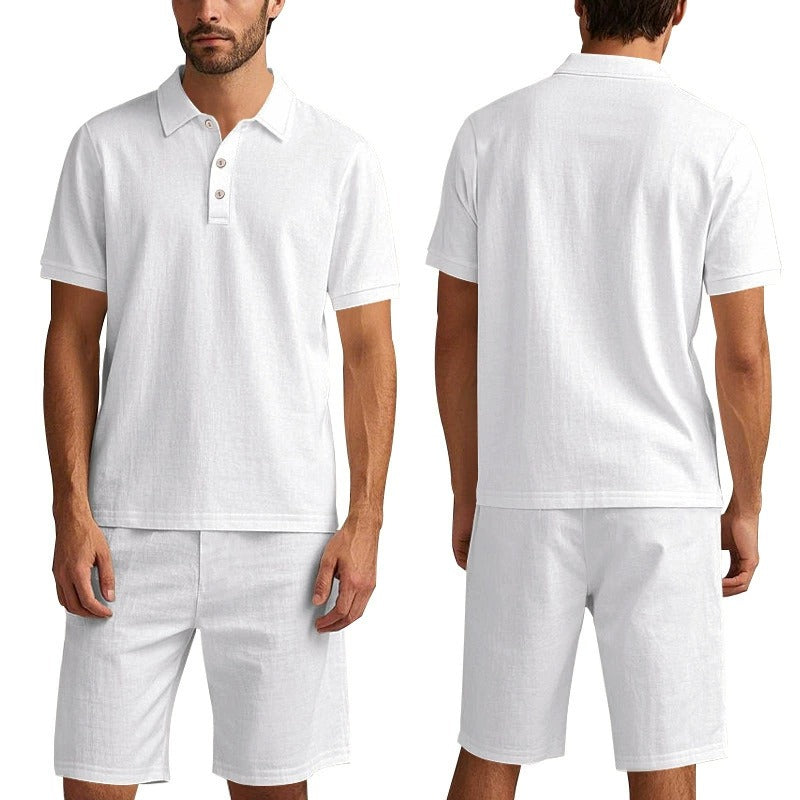 Atmungsaktives Leinen-Polo-Set für Herren – Cooles und bequemes Shirt- und Shorts-Outfit-Set | BKCS-20