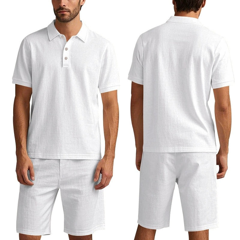 Atmungsaktives Leinen-Polo-Set für Herren – Cooles und bequemes Shirt- und Shorts-Outfit-Set | BKCS-20