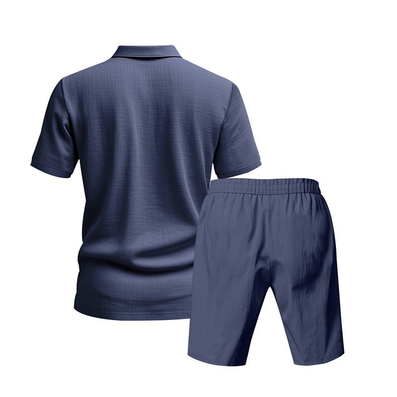Atmungsaktives Leinen-Polo-Set für Herren – Cooles und bequemes Shirt- und Shorts-Outfit-Set | BKCS-20