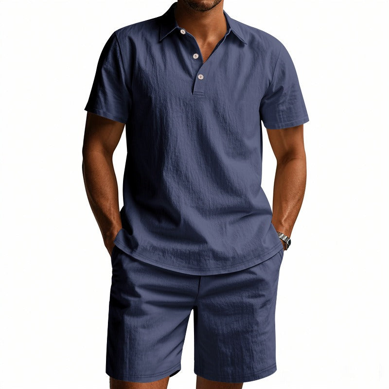 Atmungsaktives Leinen-Polo-Set für Herren – Cooles und bequemes Shirt- und Shorts-Outfit-Set | BKCS-20
