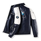 Men's PU Leather Moto Jacket | 2026 Korean Style Racing Coat | Waterproof Windproof Fleece-Lined Biker Outerwear