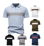 Herren-Poloshirt mit V-Ausschnitt und aufgesticktem Hirsch-Kontrast – 2025 Sommer-Slim-Fit-Freizeitoberteil | PL7002 