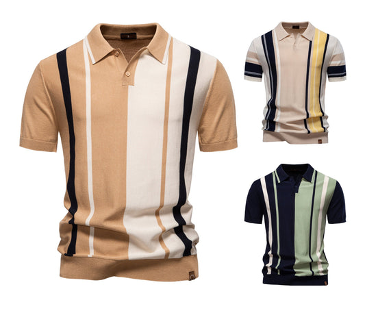 Gestreiftes Strick-Poloshirt für Herren – 2025 Sommer Slim-Fit Urban Casual Top | PSD8021/PSD8028 