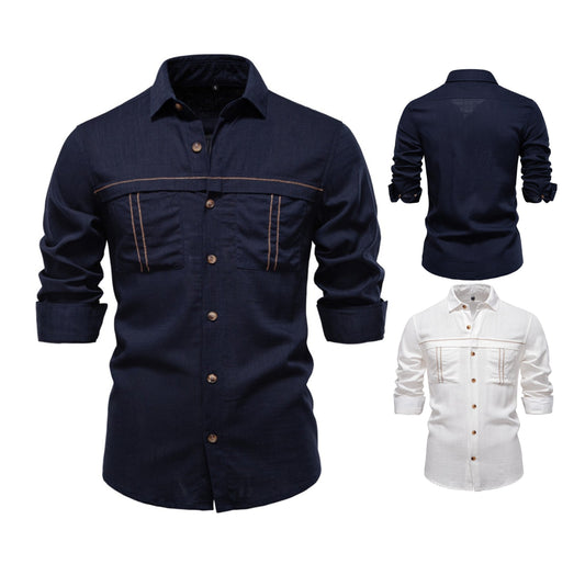 Herrenhemd aus Leinenmischung - 2025 Frühling Slim-Fit Casual Top | SH2025 