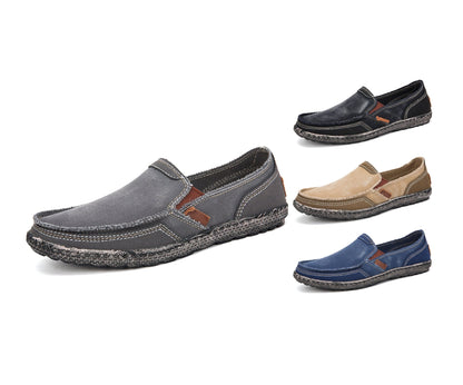 Herren Slipper aus gewaschenem Canvas | Atmungsaktiv, rutschfest, klassischer Deck-Stil | 8806 