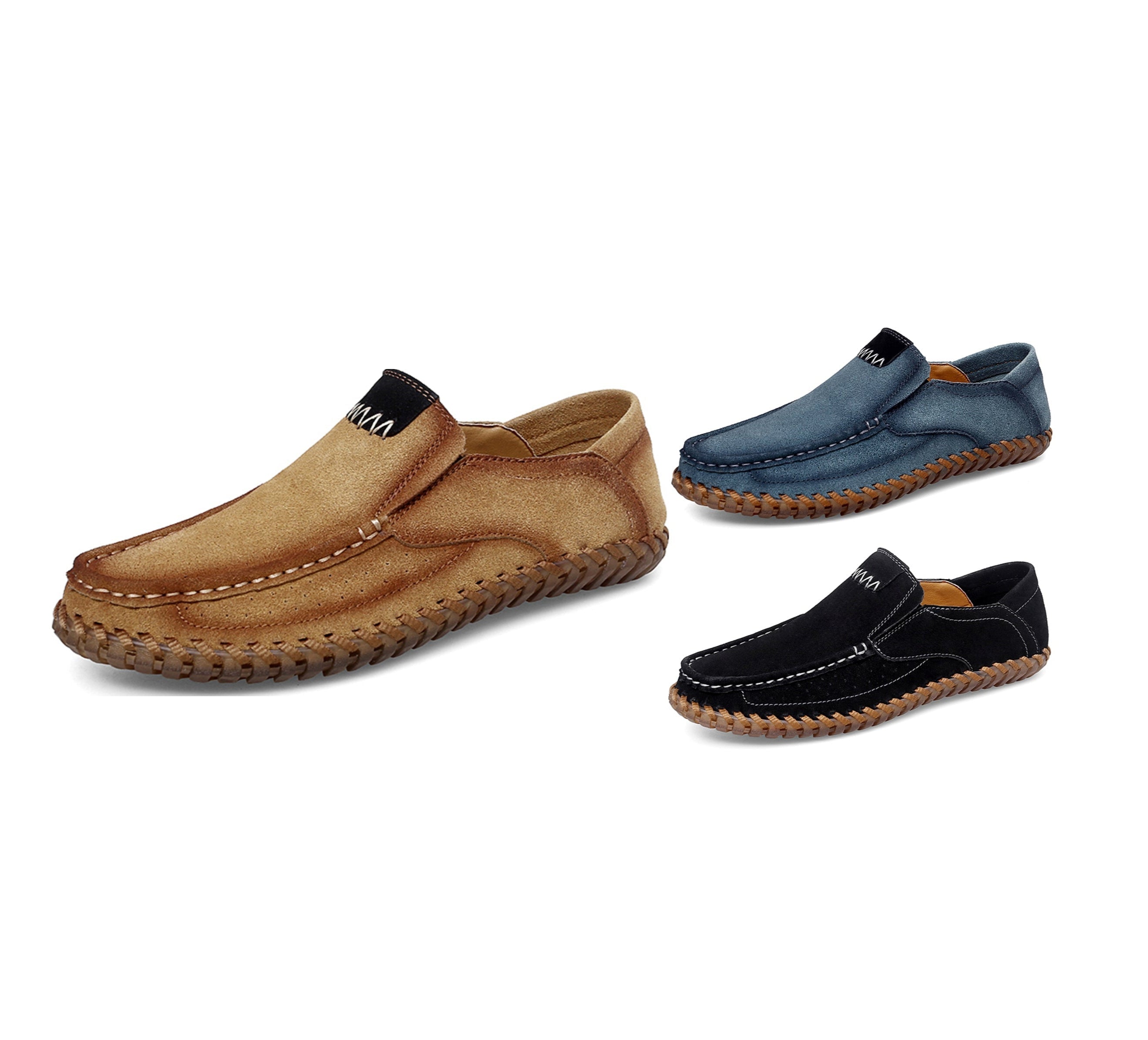 Handgefertigte Herren-Loafer aus Wildleder in Übergröße – Slip-On-Fahrerschuhe | 8666 