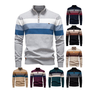 Herren Strickpullover mit Stehkragen und halbem Reißverschluss – Slim Fit Pullover für Herbst &amp; Winter | Y245 