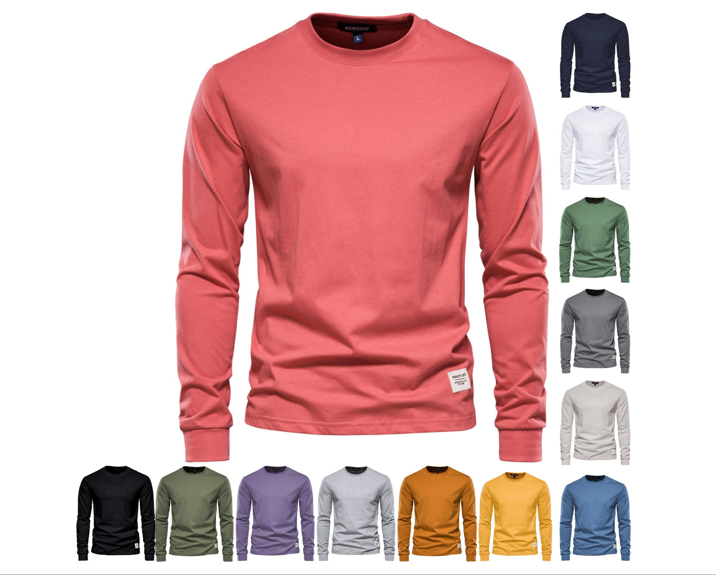 Herren Oversize Langarm T-Shirt – Lässiges Streetwear Baumwoll-Rundhals-Oberteil für den Alltagsstil | AX601 