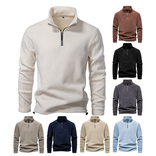 Herren Fleece Pullover Sweatshirts | Herbst-Winter 2025 Europa Mode | Half-Zip Stehkragen Tops | HD08 