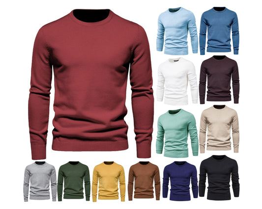 Verdickter Slim Fit Strickpullover für Herren – Rundhalspullover mit dezentem Glanz | LOW001