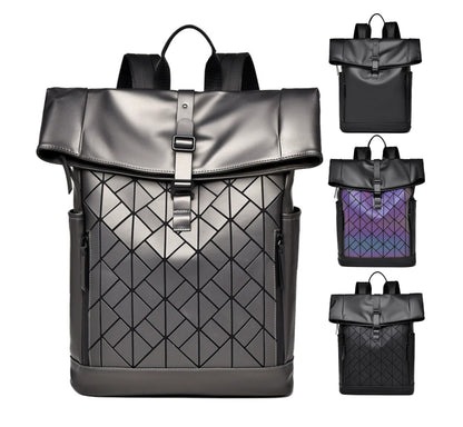 OMASKA Reflective Geometric Backpack – Wasserdichte, trendige 14-Zoll-Laptoptasche | 8605 