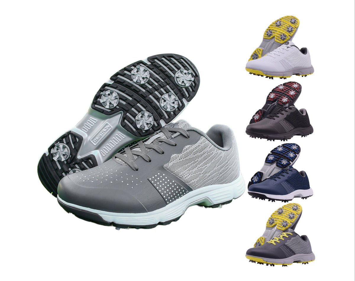 Men's Golf Shoes | Breathable Lace-Up Spiked Golf Sneakers | Lightweight & Durable Course Waterproof Trainers