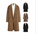 100% Wool Double-Faced Long Coat Men | Premium Tailored Overcoat | Business & Casual Winter Outerwear Wool Trench Coat