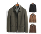 100% Wool Double-Faced Short Coat | Men’s Premium Tailored Overcoat | Warm Business Casual Outerwear | 86703