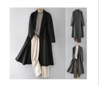 100% Wool Double-Faced Long Overcoat | 2026 Handcrafted Knee-Length Coat with Padded Shoulders | Premium Winter Outerwear | 86767