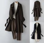 100% Wool Long Trench Coat with Belt | Men’s Knee-Length Double-Faced Wool Overcoat | Premium Winter Outerwear Trench coat