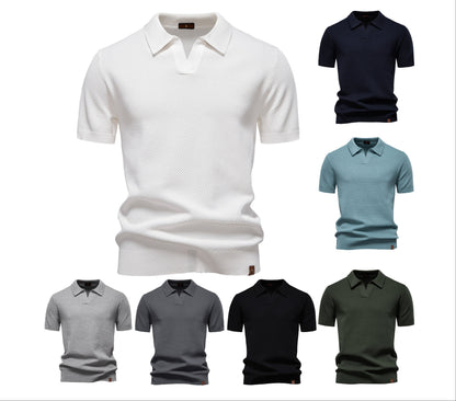 Herren-Poloshirt mit Ananas-Strickstruktur – 2025 Sommer-Kurzarmshirt mit entspannter Passform | PSD8025