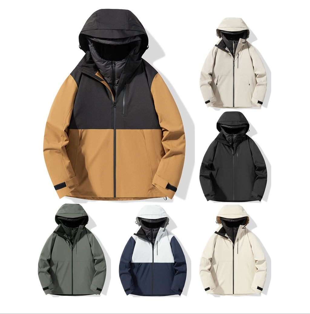 Men's Outdoor Jacket 90% Duck Down Filled Parka with Detachable Shell All-Season Waterproof Hiking Coat