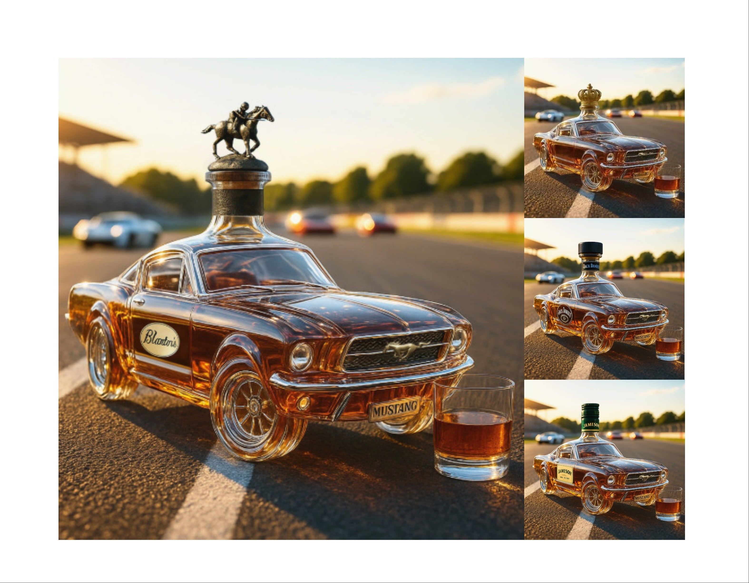 Police Car Mustang Whiskey Bottle | Creative Vehicle-Shaped Glass Decanter | 350ml Novelty Liquor Container for Home Bar & Gifts | zl0701