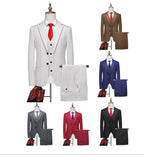 Men's Slim Fit Three-Piece Suit Set | Fashion Big & Tall Wedding Banquet Blazer with Waistcoat | Modern Business Formal Wear | 838