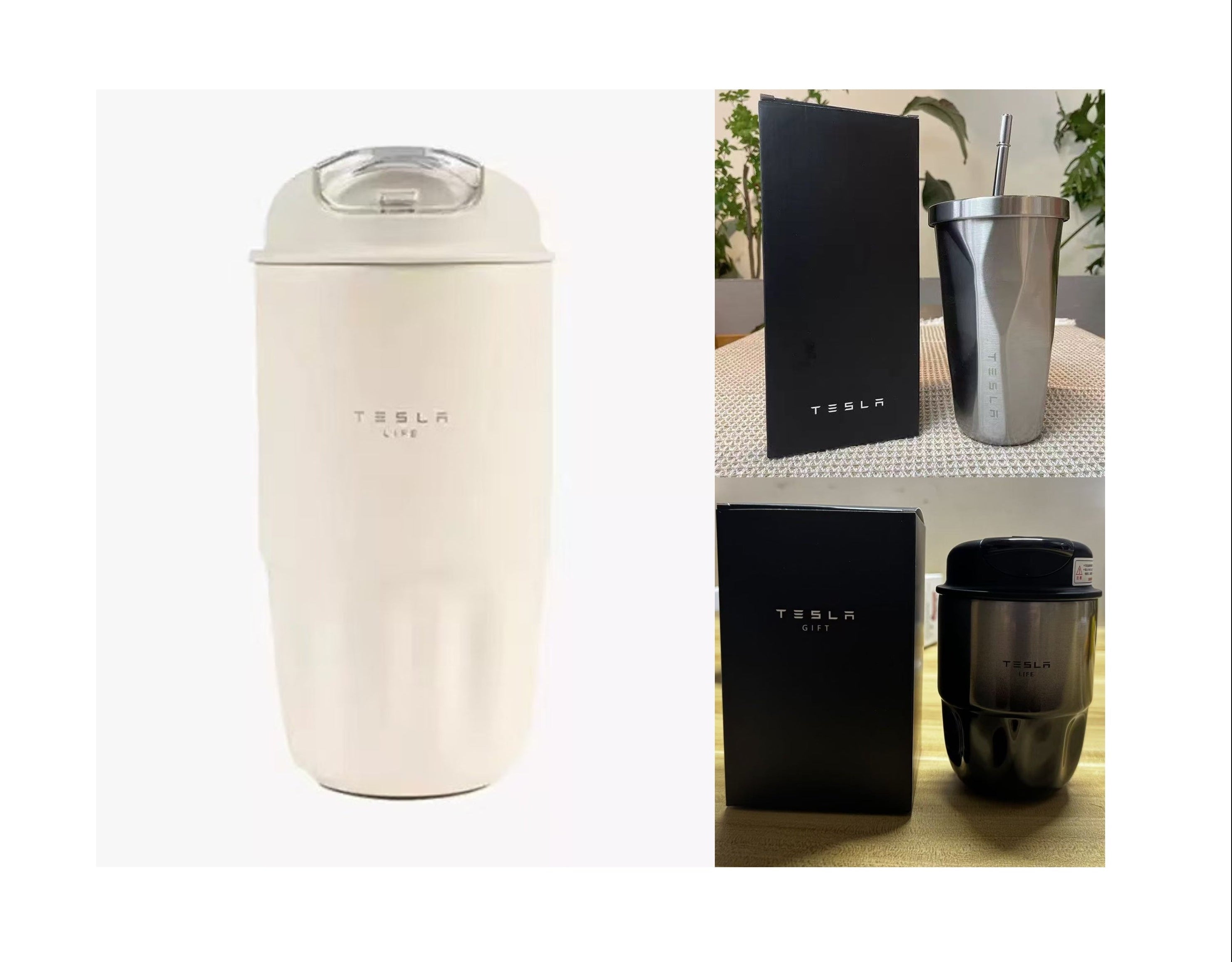 Tesla Double Wall Stainless Steel Straw Tumbler | 304 Inner Vacuum Insulated Coffee Cup with Lid | Customizable Gift & Promo Mug | 206