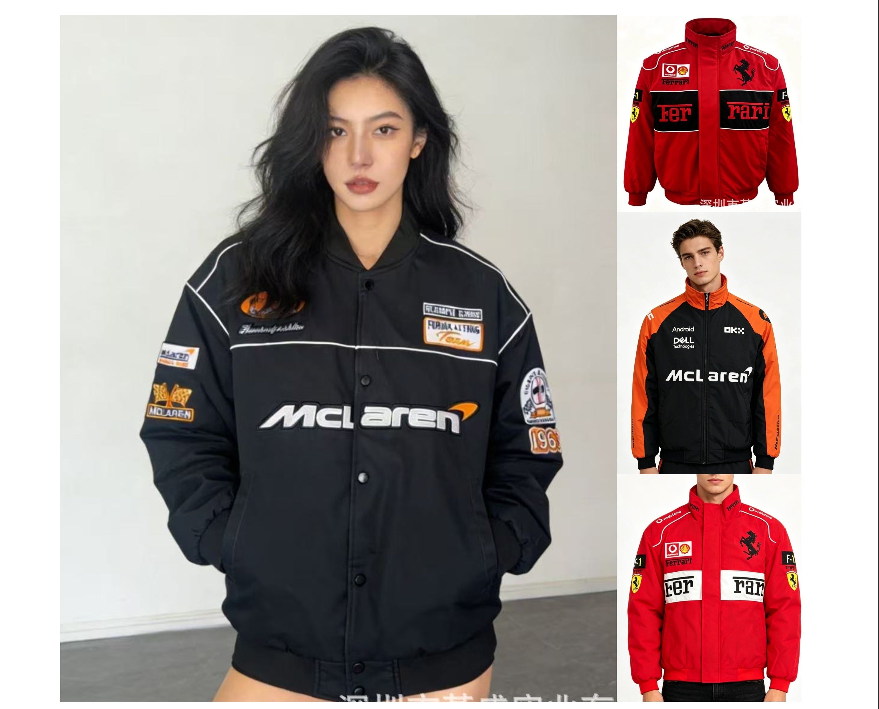 Vintage F1 Racing Jacket Marlboro Style Embroidered Cotton Puffer Coat Unisex Retro Motorsport Outerwear