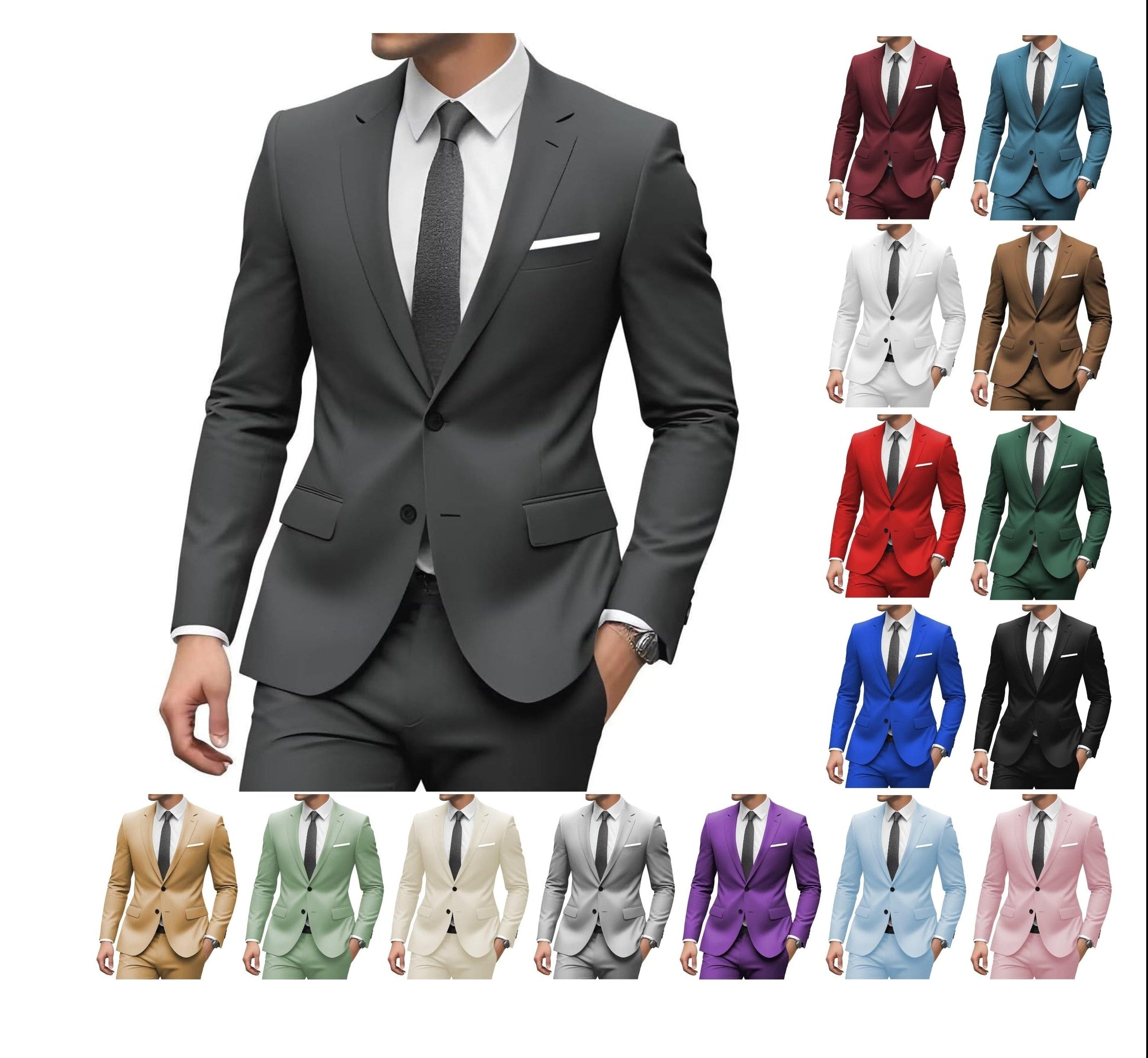 3-teiliger Herrenanzug mit Kragen für Hochzeitsfeiern und formelle Smokings, Jacke mit Hose, Weste, Anzug-Sets | 701 