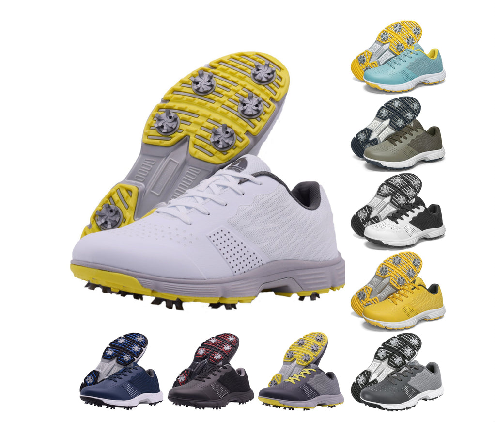 THESTRON Men's Big Size Waterproof Golf Shoes | Spiked Athletic Sneakers Size US 7-15 | T615