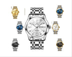 Luxuriöse Edelstahl-Quarzuhr für Herren, hochwertige Freizeit- und Business-Armbanduhr in Gold | 5513 
