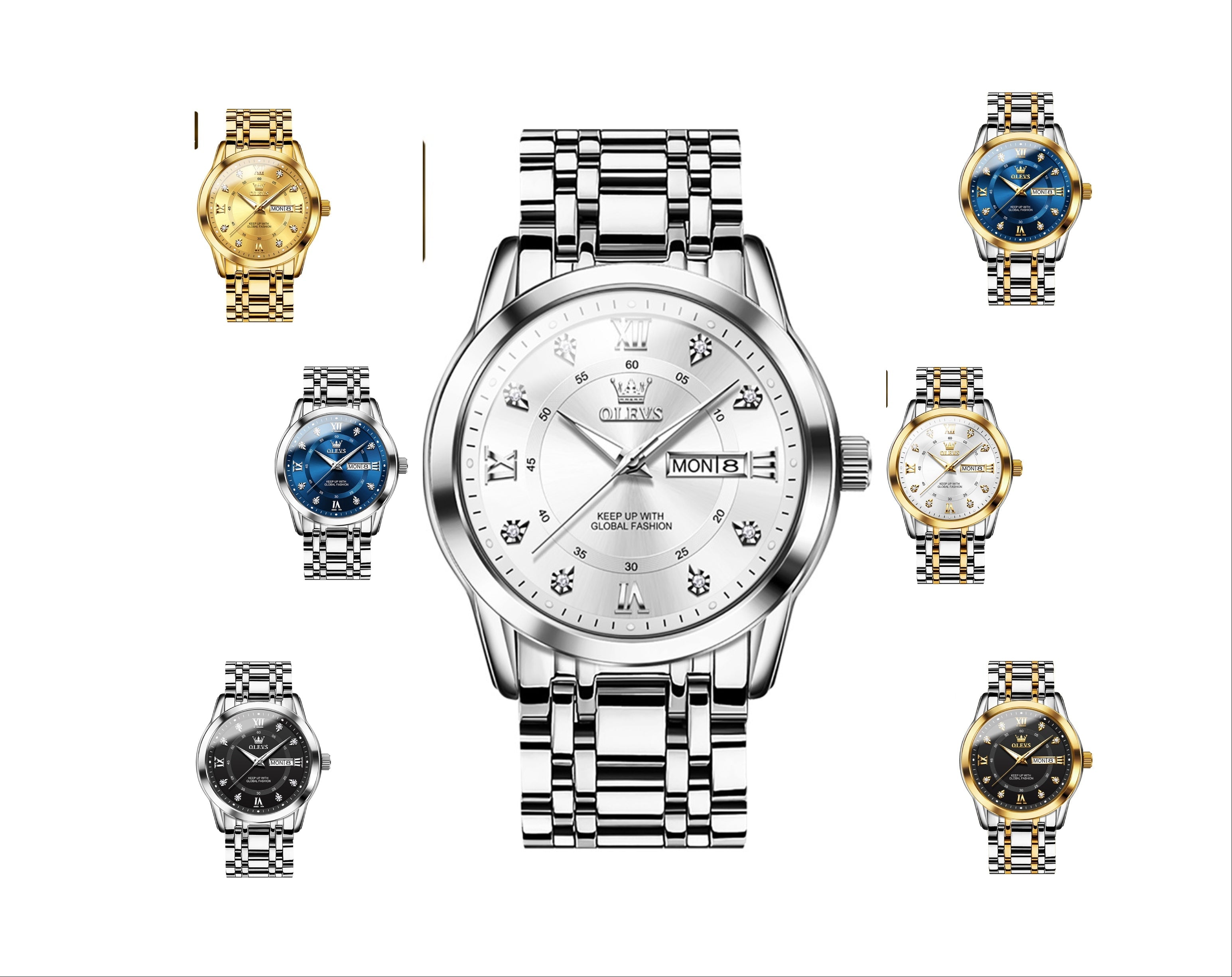 Luxuriöse Edelstahl-Quarzuhr für Herren, hochwertige Freizeit- und Business-Armbanduhr in Gold | 5513 