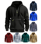 Herren-Kapuzenpullover mit einfarbigem Muster, Reißverschluss, gefütterter Kragen, lockere Passform, lässige Sportbekleidung | TZ-28 
