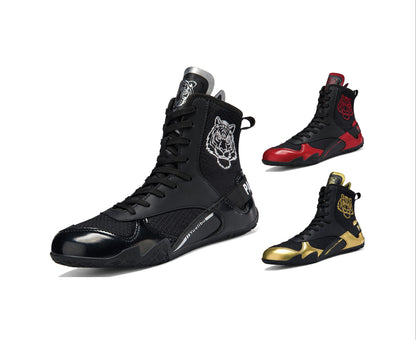 Qiku Bao Combat Sports Shoes | Unisex Wrestling & Boxing Shoes | Gum Rubber Sole for Muay Thai & Martial Arts | QK1139