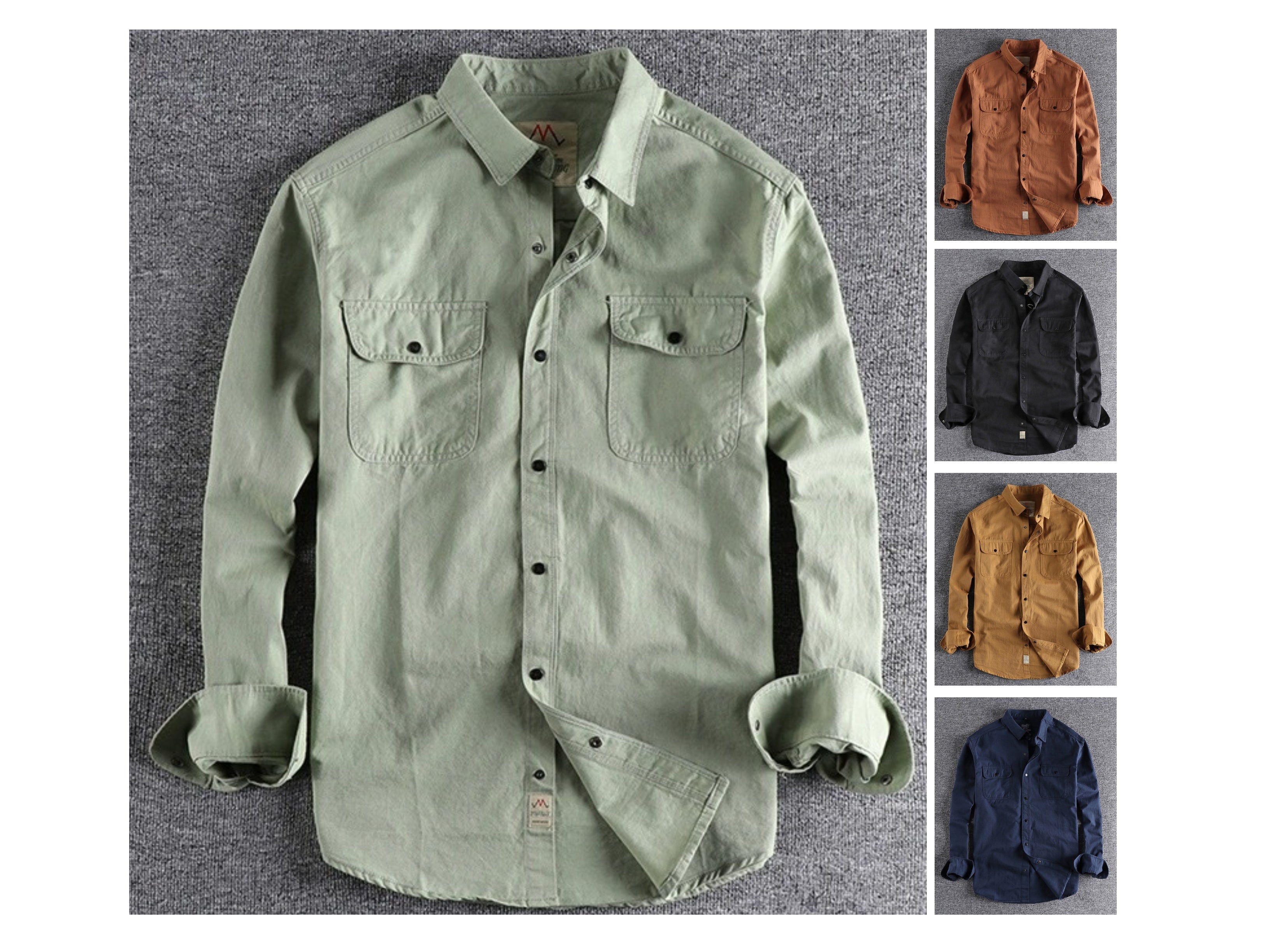 Vintage Workwear Doppeltaschenhemd Retro Casual Classic Shirt Top für Herren | V38 